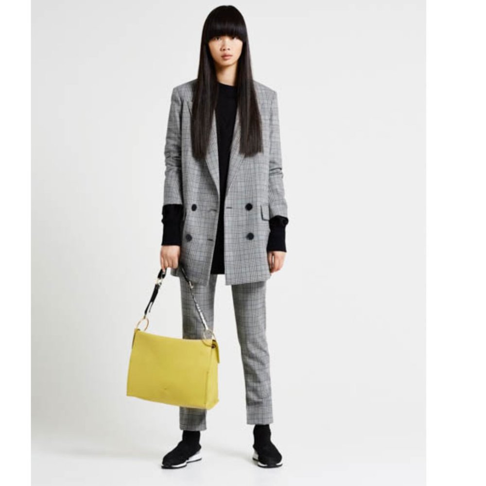 BIMBA Y LOLA long checked blazer in grey Sz M
